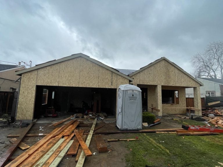 Garage addition under construction in Tracy CA awaiting HVAC work.